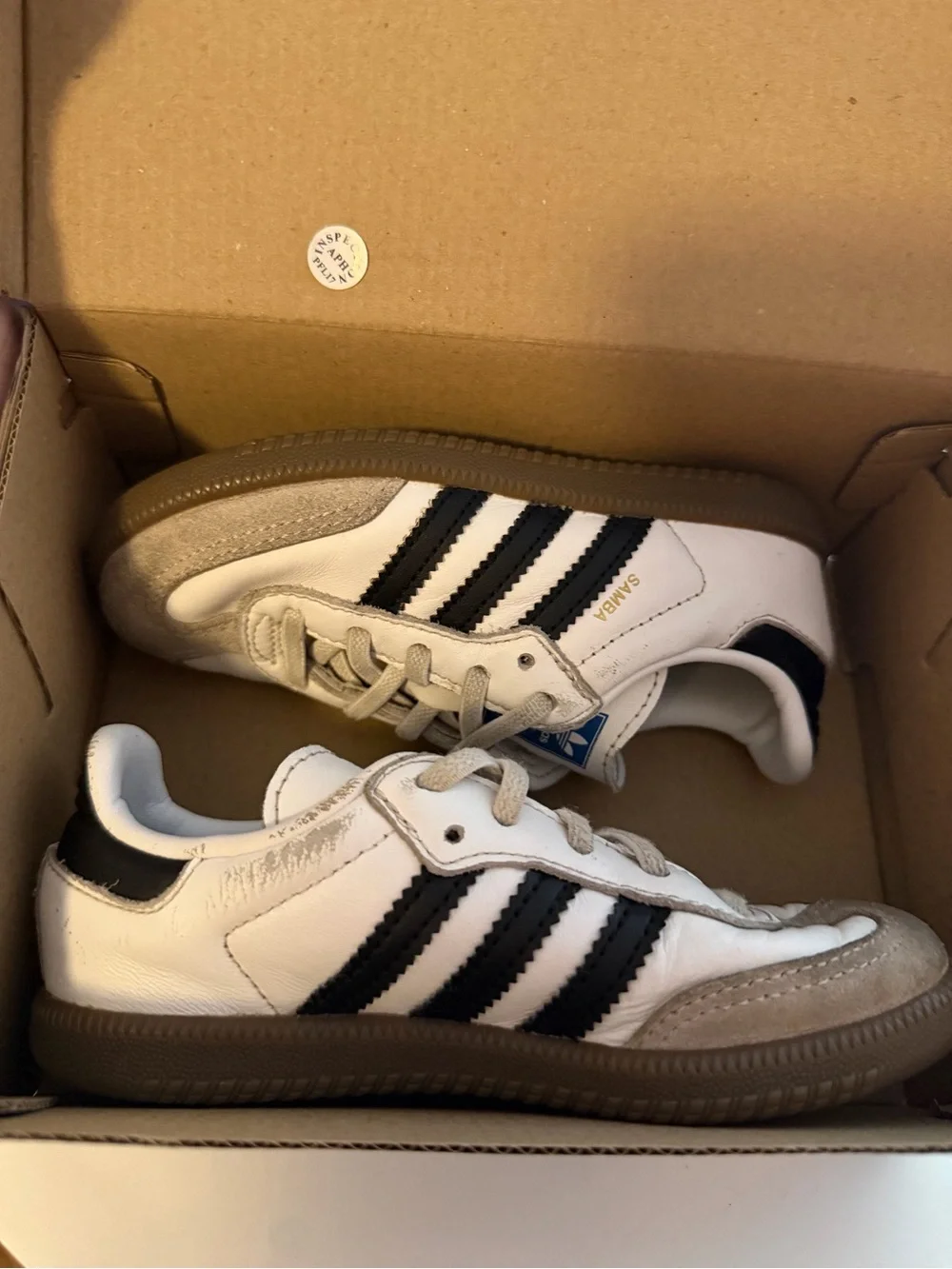 Adidas Kids Samba OG EL I Sneakers in White, Black, and Brown